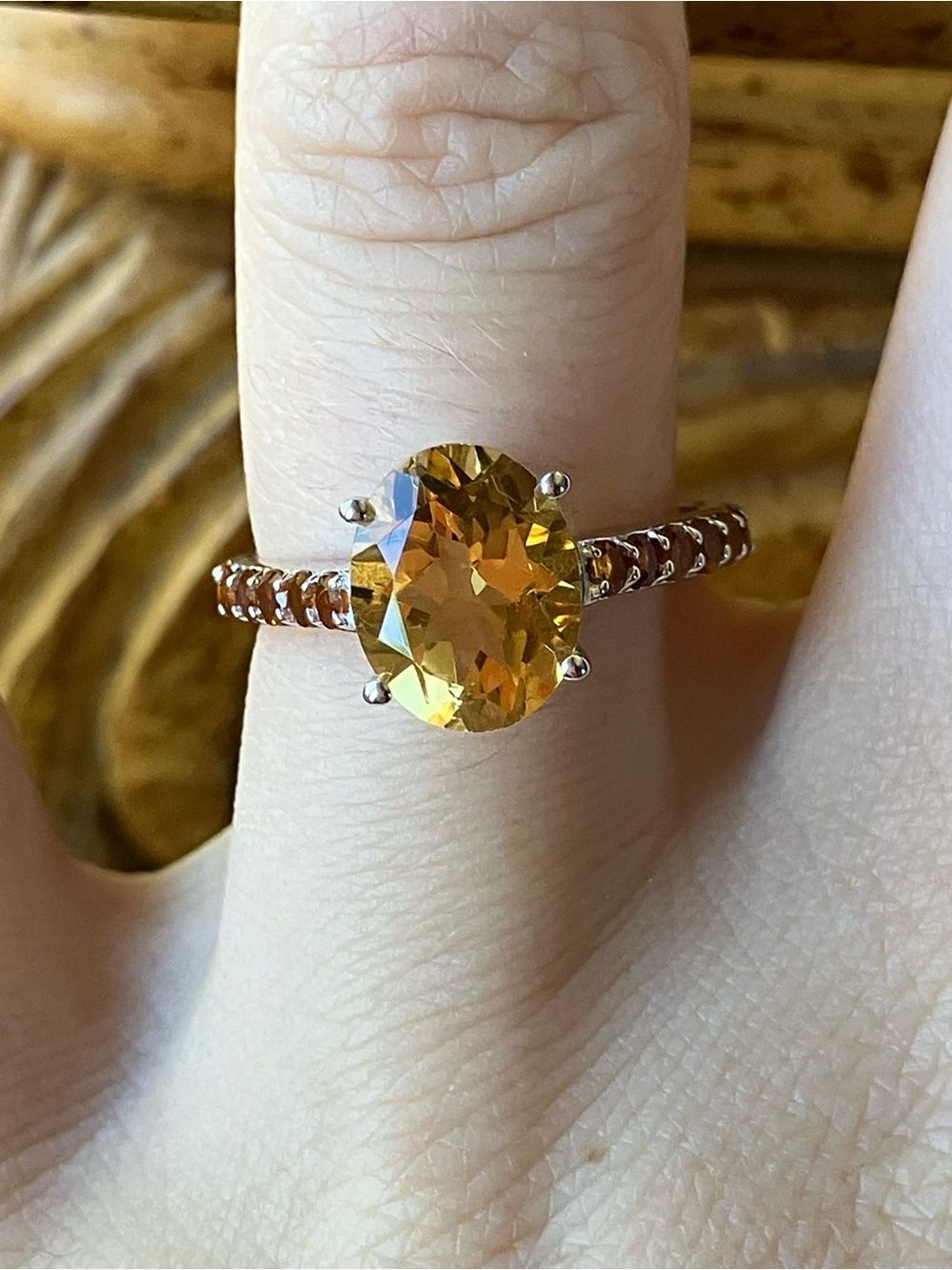 Brazilian Citrine Madeira Citrine Sterling Silver Ring Size 7